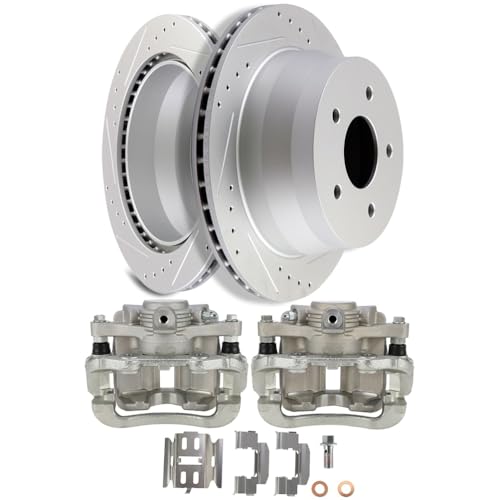 Image of SCITOO Rear Brake Kit [2] Brake Rotors [2] Brake Disc Calipers w /Bracket Compatible With 1998-2005 for Chevrolet for Blazer,1998-2004 for Chevrolet for S10,1998-2005 for GMC for Jimmy