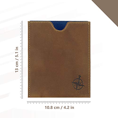 Image of Leather Travel Wallet with Passport Holder - Genuine Leather Case with RFID Blocking for Men and Women - Passport Wallet, Leather Folding Wallet for Passports, Brown, 5.1 inch x 4.25 inch, Sleeve