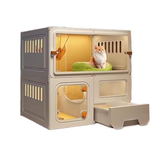 EnergyDeer猫籠トイレ引き出し式猫砂盆一体超大空間1 ldk一衛家用猫寝猫別荘です (白です,2段70*45*70cm)