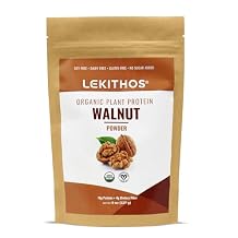 Lekithos Organic Walnut Protein Powder 8oz - 112g Protein + 32g Fiber - 100% Pure Single Ingredient, Plant-Based, European Quality, USDA Organic, Vegan, Non-GMO