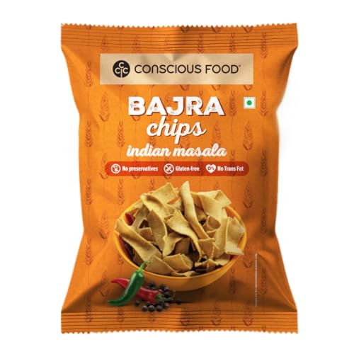 Image of Conscious Food Bajra Chips | 50g | Light & Crispy Millet Snack | Made with Natural Bajra & Spices | Gluten-Free & Cholesterol-Free | Rich in Nutrients |