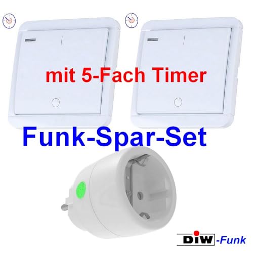 PT-522 DIW-Funk Prise télécommandée 2300 W + 2 émetteurs muraux sans fil avec minuteur de compte à rebours 5 vitesses pour économiser de l'électricité – vue 2