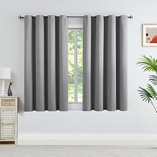 WEST LAKE Grey Blackout Curtain 66" x 54" Drop Triple Weave Thermal Insulated Drape with Eyelets Noise Reducing Room Darkening Window Treatment 2 Panels for Bedroom, Living Room, Gray