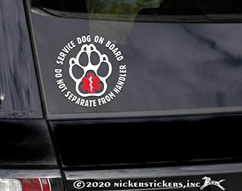 Service Dog On Board | Paw Print NickerStickers® All Weather Vinyl Decal Sticker