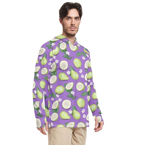 Fresh Guava Fruit Purple Men's Sun Shirts Hoodies Long Sleeve Active Wear Fishing Shirt UPF 50+ S2