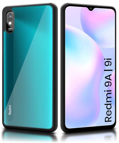 Image of WOW IMAGINE Shockproof Hybrid Back Cover for Mi Redmi 9A | 9i | Hard Slim fit Back Case | PC & TPU | Clear Transparent Case - Black
