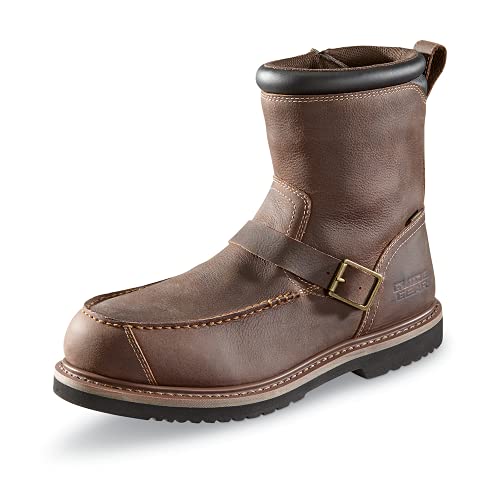 Guide Gear Uplander Men’s Side Zip Hunting Boots Waterproof Leather Shoes, Brown, 9.5D (Medium) #TOP6