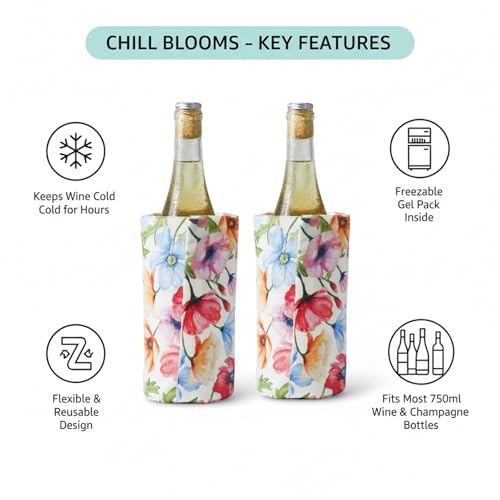 Wine Bottle Cooler Sleeve, Insulated Wine Chiller Sleeve 2-Pack Reusable Drink Chiller for White Wine, Champagne, Water Bottles & More