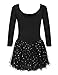 Arshiner Girls' Classic Long Sleeve Sequins Tutu Dress Leotard Black 130(Age for 4-5Y)