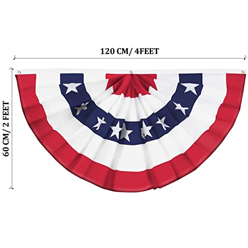 Usa Pleated Fan Flag American Us Bunting Flag Patriotic Half Fan Banner Flag With Canvas Header And Brass Grommets For 4Th Of July Memorial Day Indoor Outdoor Decoration (5, 2X4 Feet) #TOP1