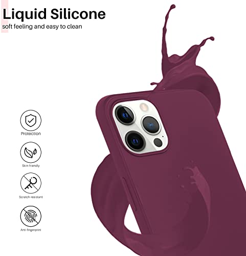 Image of VONZEE Microfiber Candy Case Compatible for iPhone 12 Pro Max 6.7 inch, Shockproof Slim Back Cover Liquid Silicone Case - Wine Red