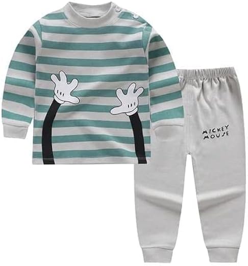 KIDZZLAND Full Sleeve Cotton Fun Cute Cartoon Print Colorful Tshirt & Pajama Pant Clothing Set for Boy & Girl