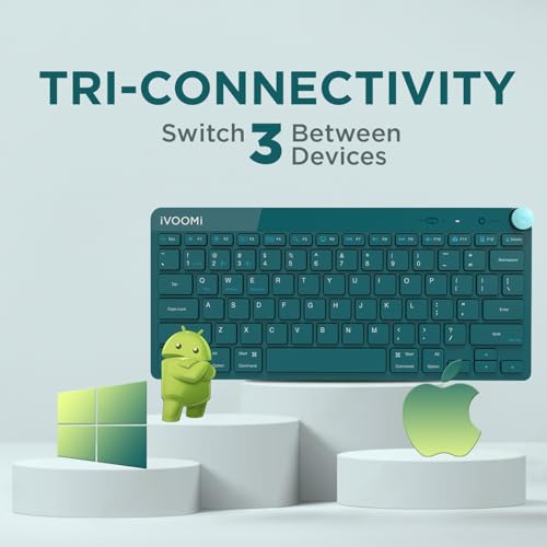 iVOOMi Finn Green Wireless 2.4 GHz/Dual BT Keyboard, BIS Approved, Noiseless Switches, Multimedia Keys with Rupees Key and Volume Knob, on/Off... - Image 5