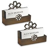 HAOTIAN-X 2 Stück Blume Visitenkartenhalter für Schreibtisch, Holz-Visitenkarten-Display-Ständer, hölzerne Namenskartenhalter, Desktop-Karte Veranstalter Storage Rack für Büro, Home Counter