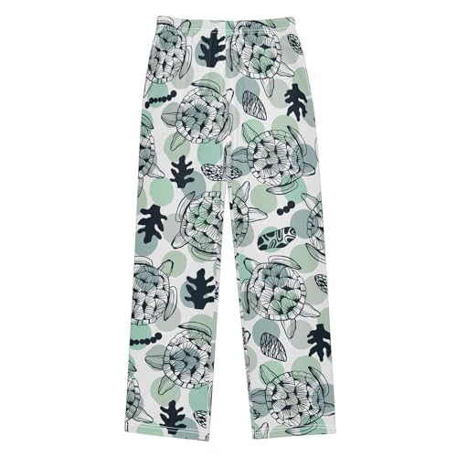 Boys' Pants Sea Turtle Light Green Dots Long Bottoms Jogger Pants Elastic Waist Trousers with Pockets S-XL - Main Image