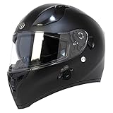 TORC T15B Bluetooth Integrated Full Face Motorcycle Helmet With Solid Color (Matte Black,Large)