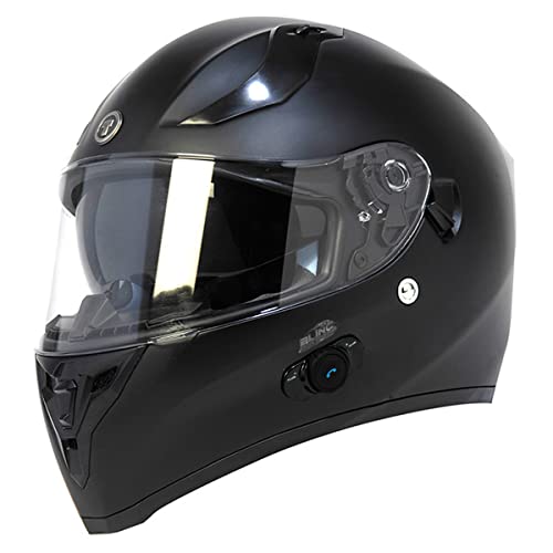 TORC T15B Bluetooth Integrated Full Face Motorcycle Helmet With Solid Color (Matte Black,Medium)