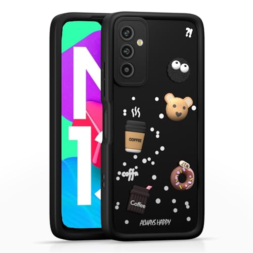 Image of Amazon Basic Back Cover for Samsung Galaxy M13 4G | Cute Fun Cartoon 3D Bear Silicone Full Body Protection Bumper Cover (Black)