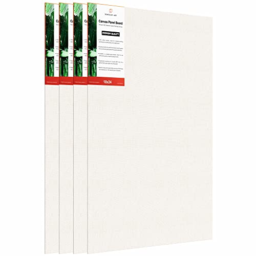 Image of Scholar Art Hobby Series 04 Oz (230 GSM) 100% Cotton Canvas Panel Board for Painting (White Blank Canvas Boards for Acrylic Paint, Oil Paint, Wet & Dry Media) | 18 inchx24 inch (45x60 cm), Pack of 4