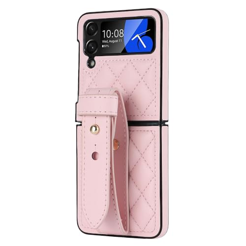 Bracelet pour Samsung Galaxy Z Flip 3 4 étui de téléphone pliant rigide rose ENILSA