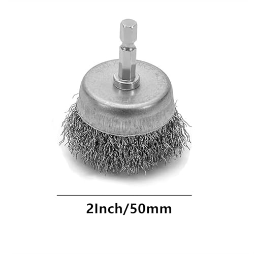 Image of 2 Inch Abrasive Wire Brush for Drill - Wire Cup Brush Set with 1 /4 Inch Hex Shank - High Carbon Steel Crimped Wire Brush for Cleaning,Rust,Deburring,Removing Paint-4pcs