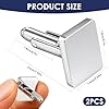 2Pack of Silver Cufflinks Rectangle Sleeves Buttons Men Classic Rectangle Stainless Steel Cuff Links Gift for Groom Father Boss Boyfriend Husband Wedding Plectrum Business Graduation Shirt Cufflinks #1