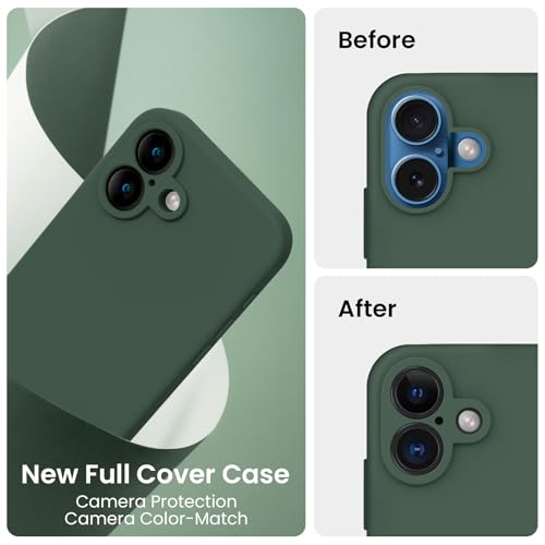Image of FireNova Designed for iPhone 16 Case, Silicone Upgraded [Camera Protection] Phone Case, Soft Anti-Scratch Microfiber Lining Inside, 6.1 inch, Alpine Green