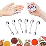6PCS Mini Stainless Steel Spoons (Upgraded Larger Size 3.54 inch) - Small Salt Spoons SUS 304 Food Grade Mini Seasoning Spoon for Powder Spices Jars, Pepper, Sugar, Honey