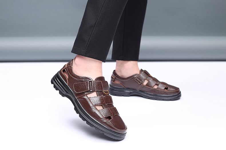 Men's Fisherman Sandals Closed Toe Anti-Slip Platform Adjustable Hook & Loop Strap Summer Hollow Sandals for Casual Outdoor Travel3