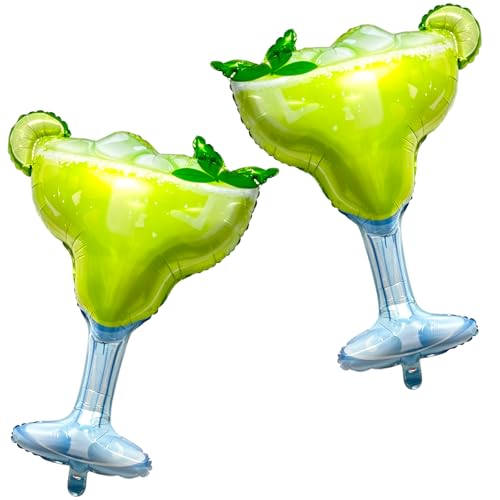 Margs and Matrimony Bachelorette Balloons 2 Pcs Margarita Glass Lemon Balloons for Margarita Bachelorette Party Wedding Bridal Shower Decorations (Margarita Glass)