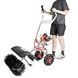 Gas Power Broom Sweeper 52CC 2.5HP Powered Brush Sweeping Broom Walk-Behind Outdoor Hand Push Sweeper for Lawn Leaf Snow Artificial Turf Grass Gravel Cleaning