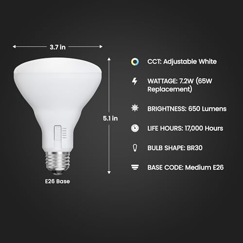 Image of Feit Electric BR30 LED Light Bulbs, 65W Eq, Dimmable, 5CCT, 6 Pack