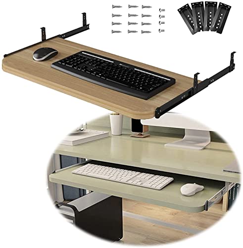 5.色の木製のキーボードトレイの下の机のスライド 54/60 / 70x27cm スライディングキーボードシェルフ/トレイのサポート 高さ調節可能なキーボードスタンドの引き出し キーボード マウスの収納の棚