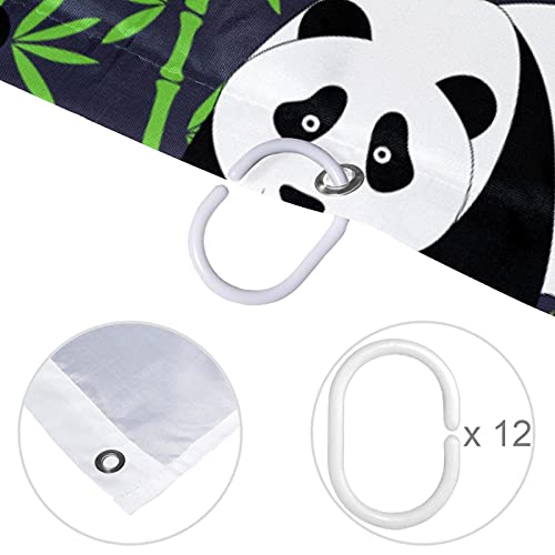 Rideau de douche Panda Gris 183 cm en tissu imperméable - 5