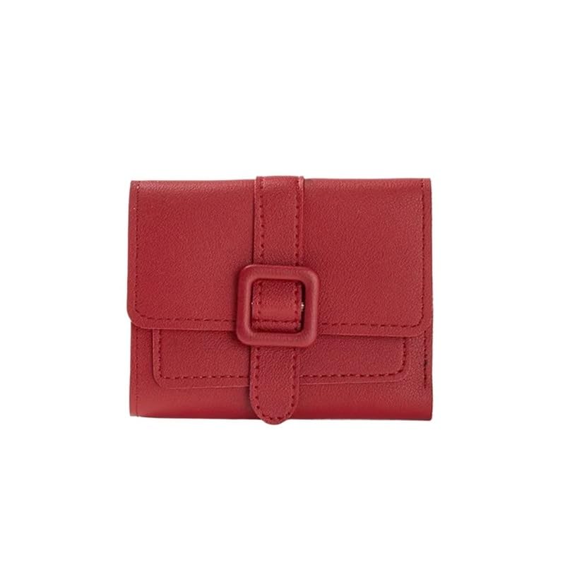 Porte-monnaie et mini portefeuille femme rouge 3 pièces compact facile à transporter au quotidien