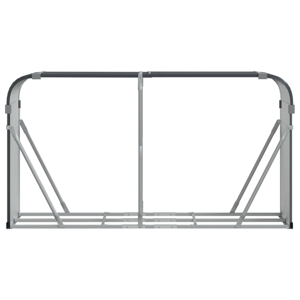 Pojemnik na drewno w kolorze antracytowym, wykonany ze stali ocynkowanej, 180 x 45 x 100 cm, regał zewnętrzny, wytrzymały stojak na drewno do przechowywania, odporny na warunki atmosferyczne uchwyt do