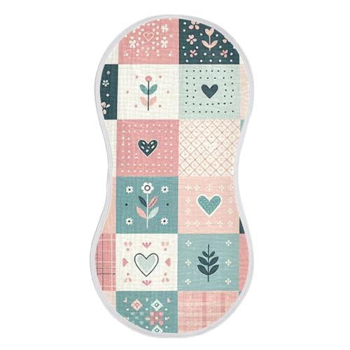 Muslin Burp Cloth for Baby 2PCS Simple Floral Checkered Super Absorbent Burping Cloths, Bibs for Newborn Boys Girls2