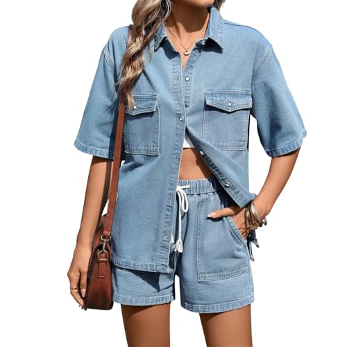 Conjunto de mezclilla para mujer ideal para salir de paseo relajado en verano