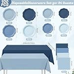 LemonRoad 100 Pcs Dusty Blue Paper Plates and Napkins and Plastic Tablecloth Set, Gradient Blue Disposable Dinner and Dessert Plates Tableware for Birthday Party Wedding Supplies Decoration - Image 3