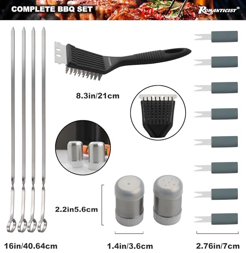 ROMANTICIST-20pc-Heavy-Duty-BBQ-Grill-Tool-Set-in-Case-The-Very-Best-Grill-Gift-for-Fathers-Day-and-Christmas-Professional-BBQ-Accessories-Set-for-Outdoor-Cooking-Camping-Grilling-Smoking-Grey
