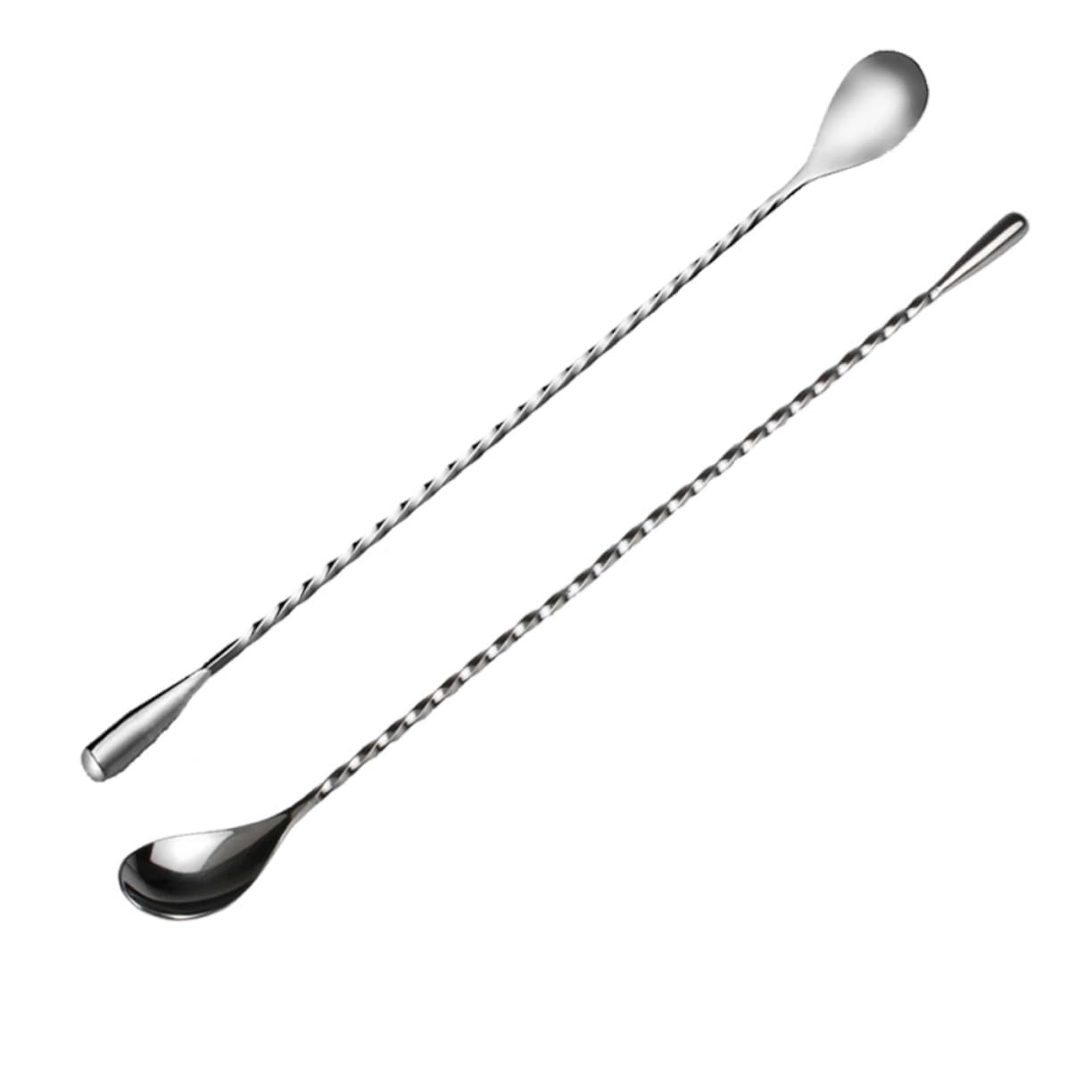 FUNOMOCYA 2pcs Stainless Steel Dripping Spoons Cocktail Stirrer Spoons Twist for Bar Shaker Heat-resistant Non-slip Handle