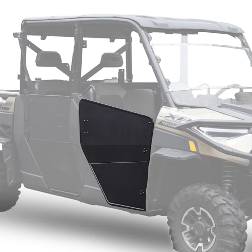 KIWI MASTER Front Doors for 2018-2026 Polaris Ranger XP 1000/ Crew 2020-2026 Ranger 1000/ Crew Accessories Heavy Duty Metal Aluminum Door Panels with Latch Black Pair