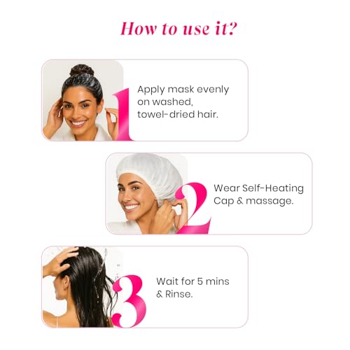 Image of Make Mee Bold Heat Therapy Hair Mask & Self-Heating Cap for Dry & Damaged Hair | Hair Spa Mask for Salon-Like Care at Home | With Berry Extracts, Hyaluronic Acid, Biotin, Collagen & Keratin | 5-Minute Care, 70 g