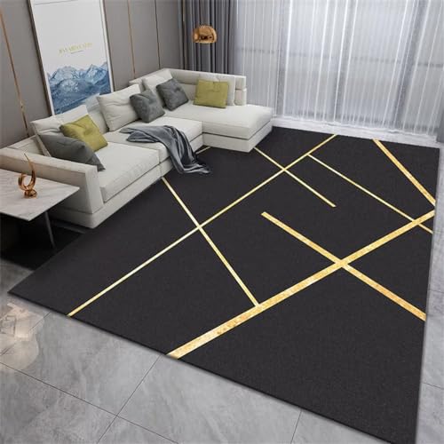 Tapis d'entretien facile moelleux noir et or - 2