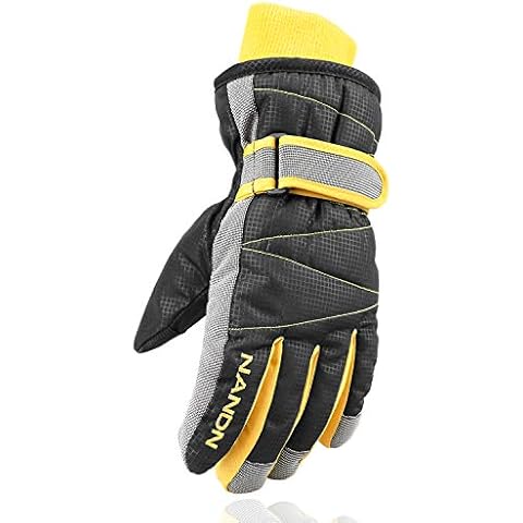 JETEDC Children Snowboard Gloves Kids Winter Windproof Warmer Snow Ski Gloves for Age of 6 to 10 (Black, M) Cover
