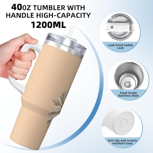 Simple Daisy Print 40oz Ice Bully con Asa y Pajilla Acero Inoxidable miniatura 4
