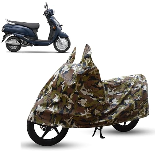 Image of Sulfar Bike Cover for Suzuki Access 125 (Standard /Special Ed.) | Waterproof, Dustproof & UV Protected | All Weather Two Wheeler Cover (Army Green) New 2026 Variants