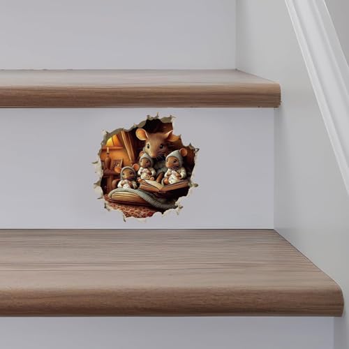 Vinilo decorativo 3D ratón lector removible para pared miniatura 5