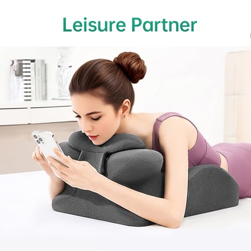 Image of MOONYOOY Memory Foam Ergonomic Rest Pillow for Sleeping, Acid Reflux & GERD Relief - Elevation Bed Support Pillow for Back Pain, Post Surgery Recovery, Reading with Removable Washable Cover Gray