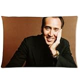 Beautiful Two Sides Rectangle Zippered Pillowcase Pillow Cover with Nicolas Cage Image on It, for Your Decoration Sofa, Bed or in Your Car, Size 20'x30'.